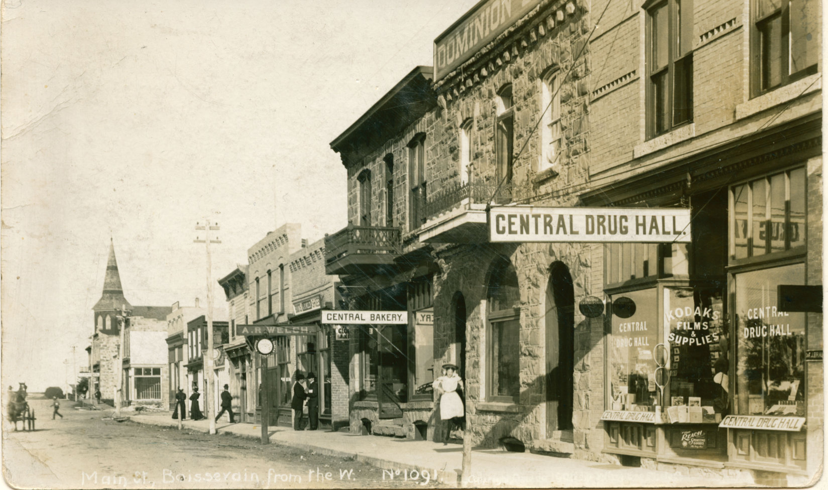 [Scanned photo of South Railway looking east from the Cook Street intersection]