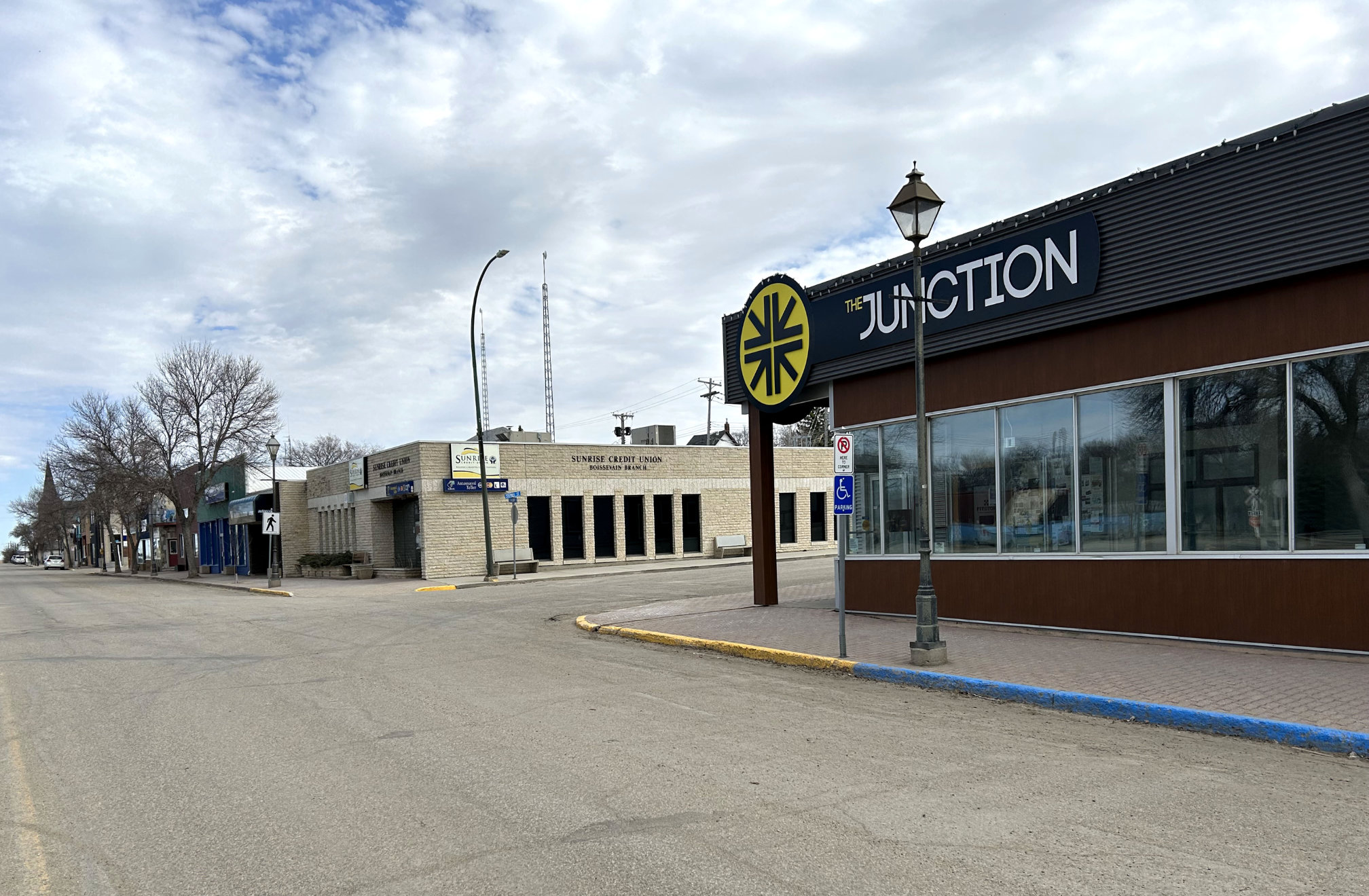 [2024 photo of the south side of South Railway looking east from The Junction building]