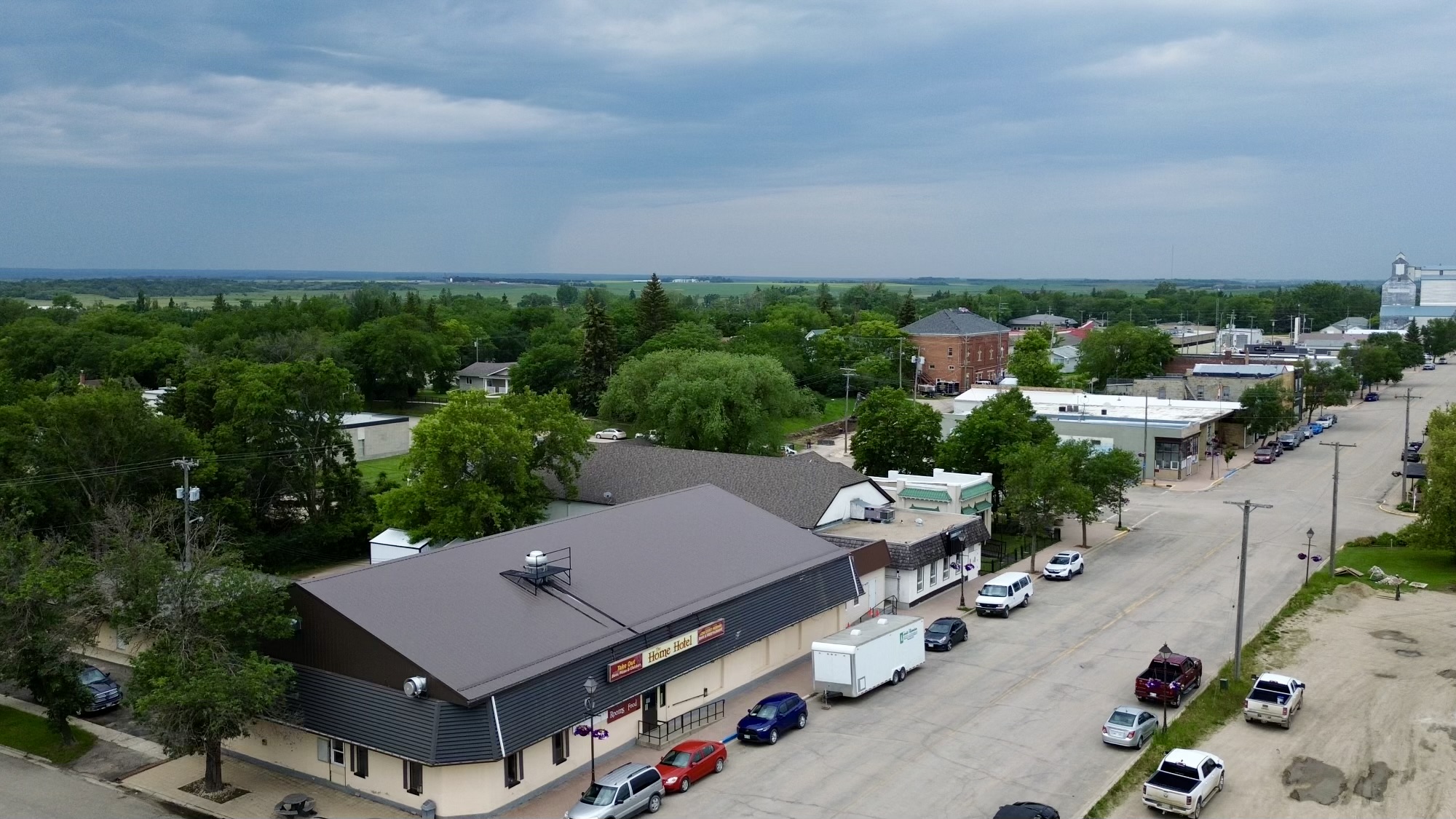 [2024 drone photo of South Railway Street from the east end looking southwest]